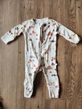 Brave Little Ones Pumpkin Patch Small Ribbed Zip Romper